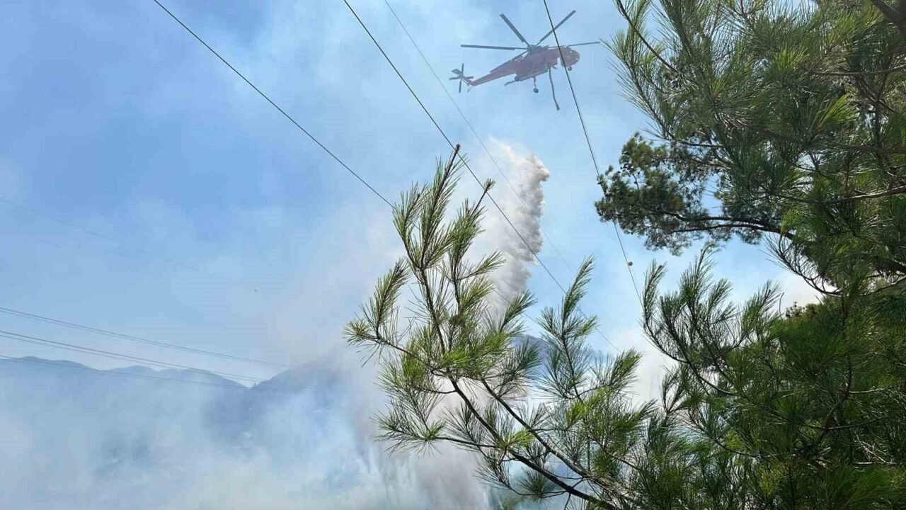 Alanya’daki yangınını kontrol altına alınması çalışmaları devam ediyor