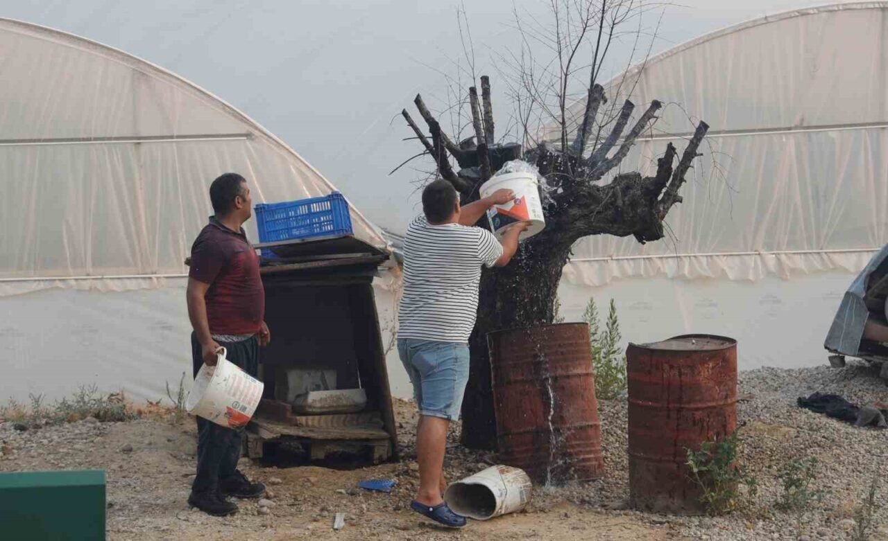 Antalya’da iki noktada çıkan yangında alevlerle burun buruna geldiler