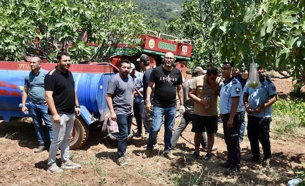 Aydın’ın Germencik ilçesinde meydana gelen orman yangını ekiplerinin zamanında müdahalesi