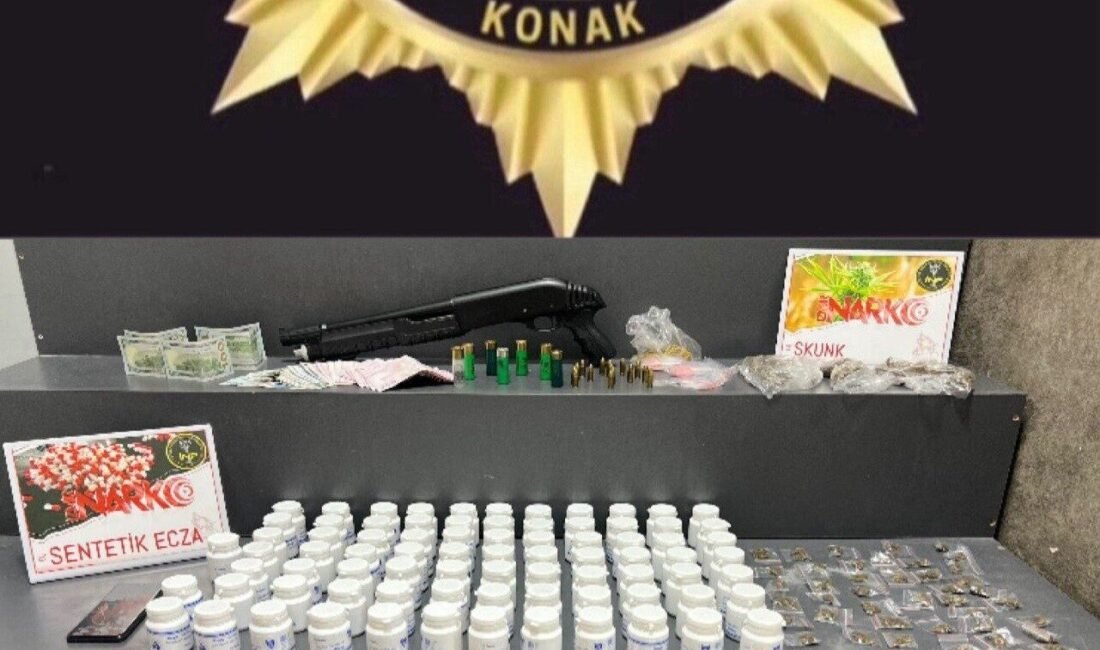 İzmir’in Konak ilçesinde Narkoalan ekiplerince 10 ayrı iş yeri ve
