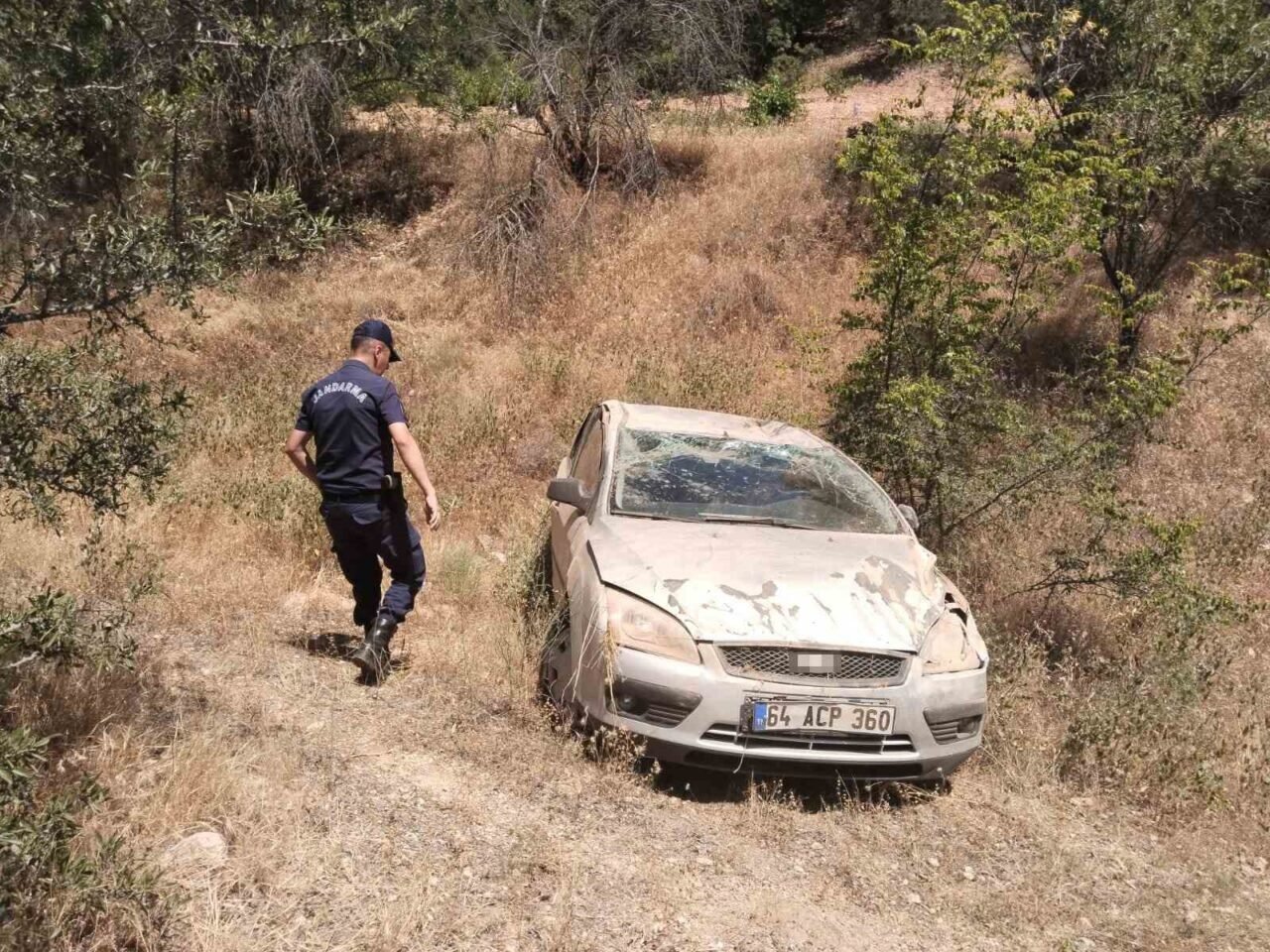 Uyuklayan sürücü eşinin ikazıyla panikleyip şarampole uçtu