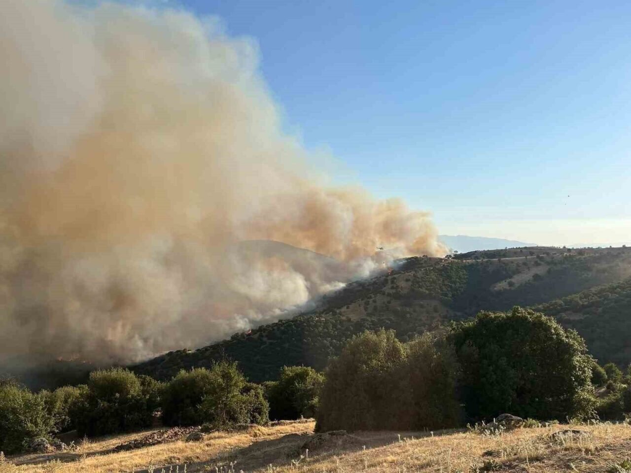 Manisa’daki yangın Uşak’a doğru ilerliyor