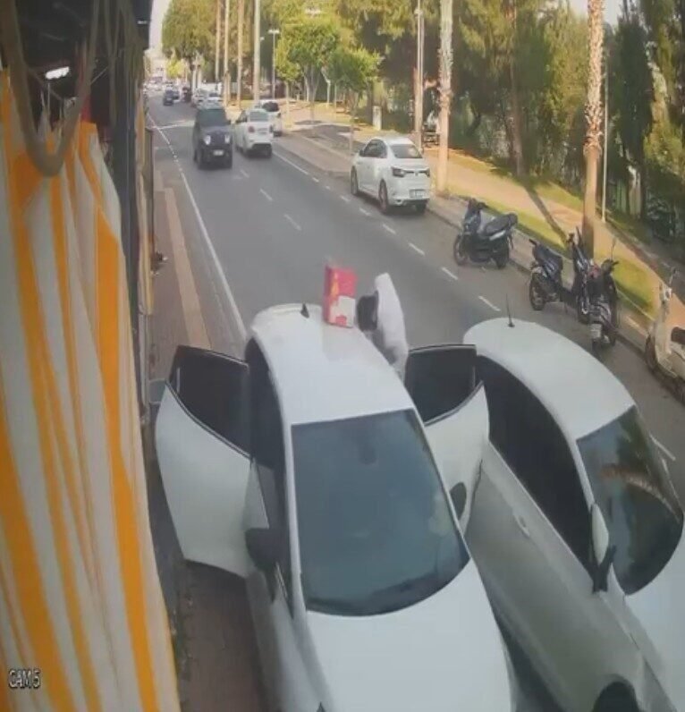Otomobilden malzeme indiren market çalışanına araba çarptı