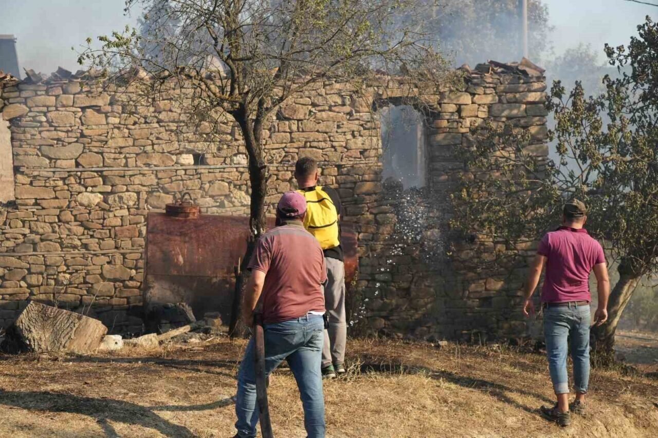 Serik’teki orman yangınında evler ve ahırlar yandı