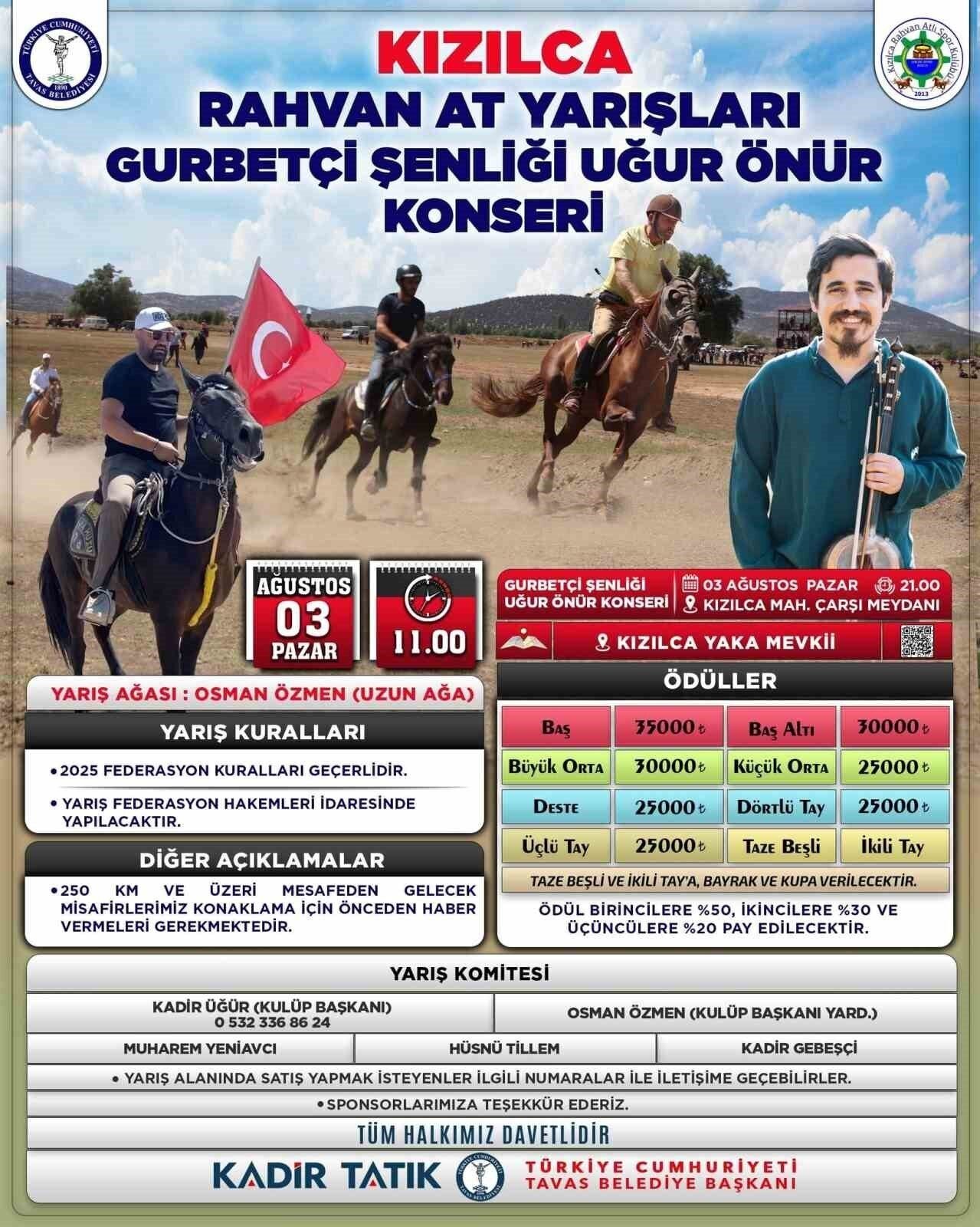 Tavas Rahvan At Yarışı ve Gurbetçi Festivaline sayılı günler kaldı Tavas Rahvan At Yarışı ve Gurbetçi Festivaline sayılı günler kaldı