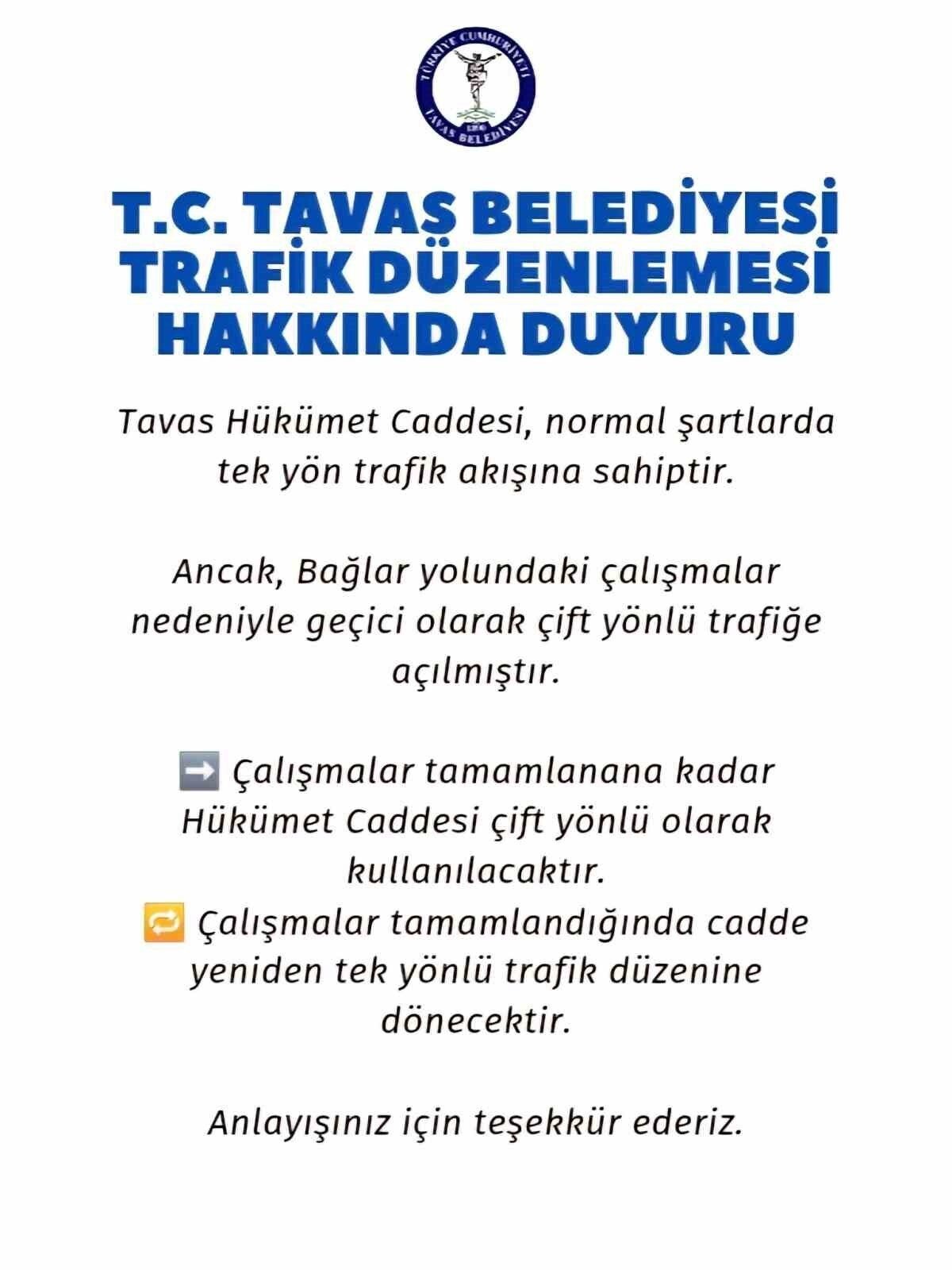Tavas’ta yol çalışması dolayısıyla yol güzergahları değişti Tavas’ta yol çalışması dolayısıyla yol güzergahları değişti