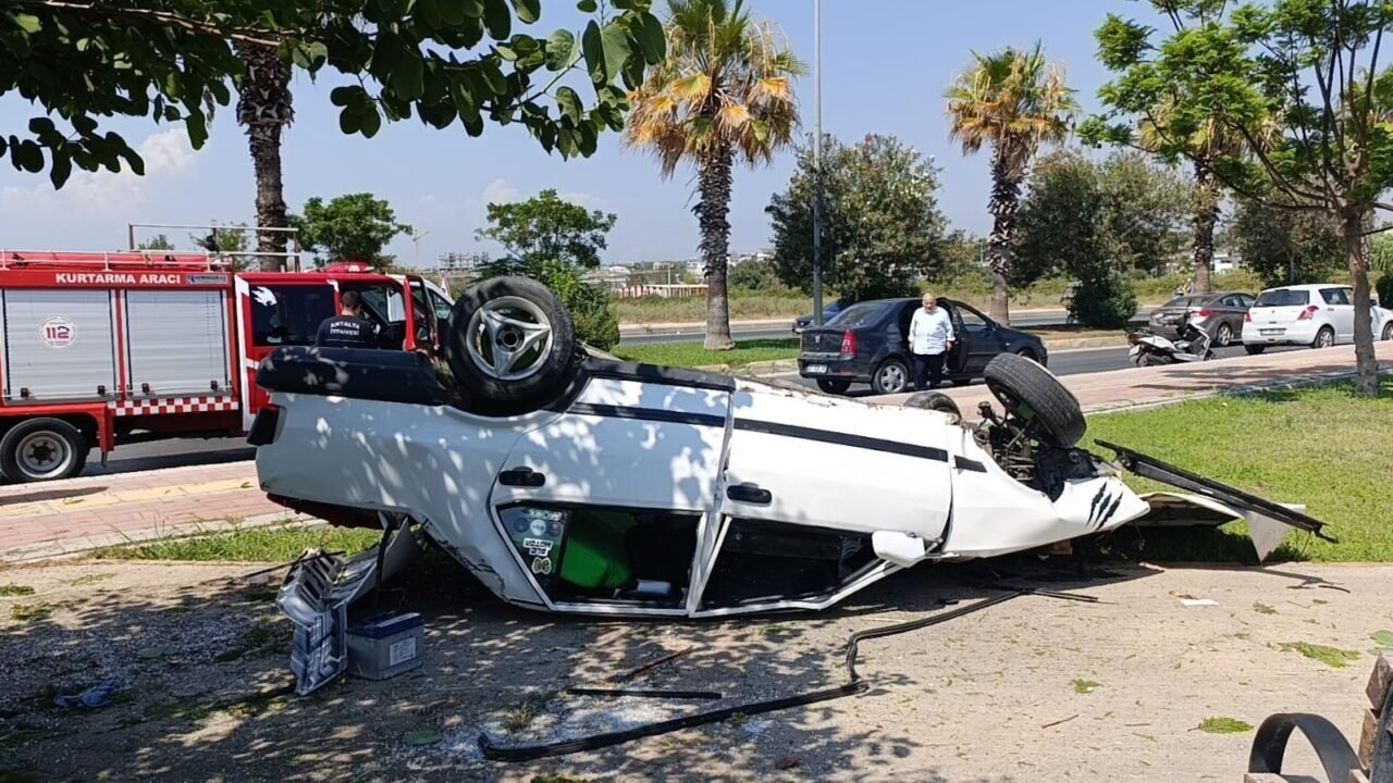Takla atıp ters dönen Fiat Tofaş hurdaya döndü: 1 yaralı