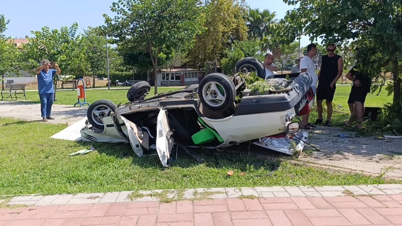 Takla atıp ters dönen Fiat Tofaş hurdaya döndü: 1 yaralı