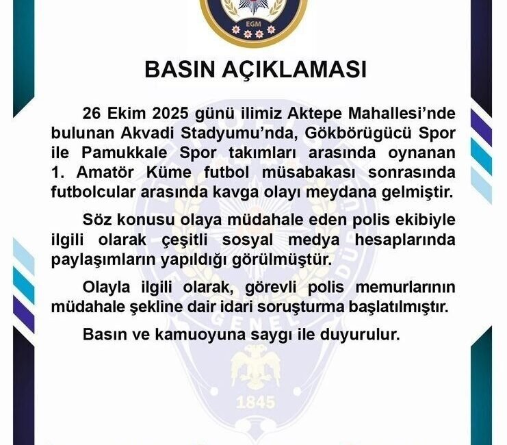 Amatör maçta polisin biber gazlı müdahalesiyle ilgili soruşturma başlatıldı Denizli’nin Pamukkale ilçesinde oynanan amatör lig maçında çıkan kavgaya polisin