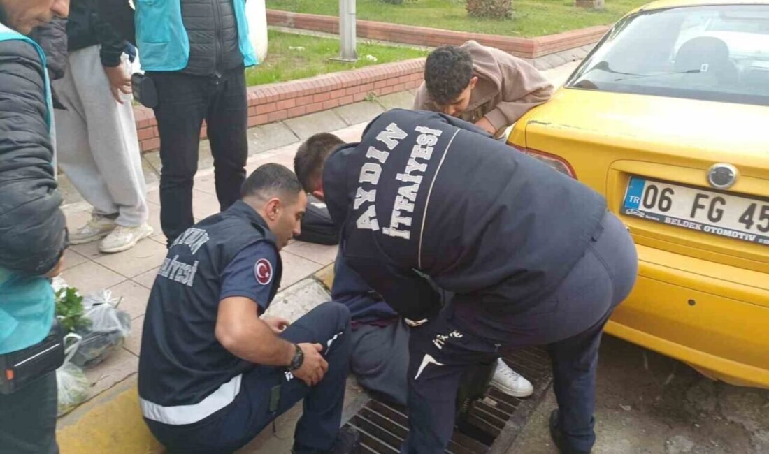 Aydın’ın Efeler ilçesinde ayağı mazgala sıkışan şahsı Aydın Büyükşehir Belediyesi