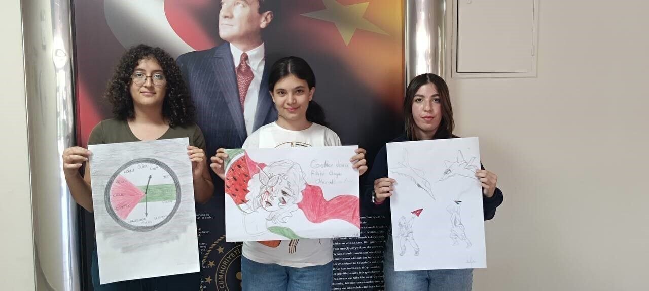 Aydın’da gençlerden Gazze’de yaşananlara sanatla dikkat çekti
