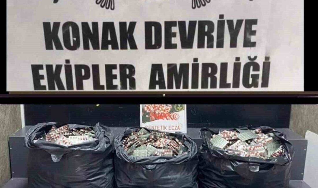 İzmir’in Konak ilçesinde düzenlenen operasyonda 42 bin 500 adet uyuşturucu