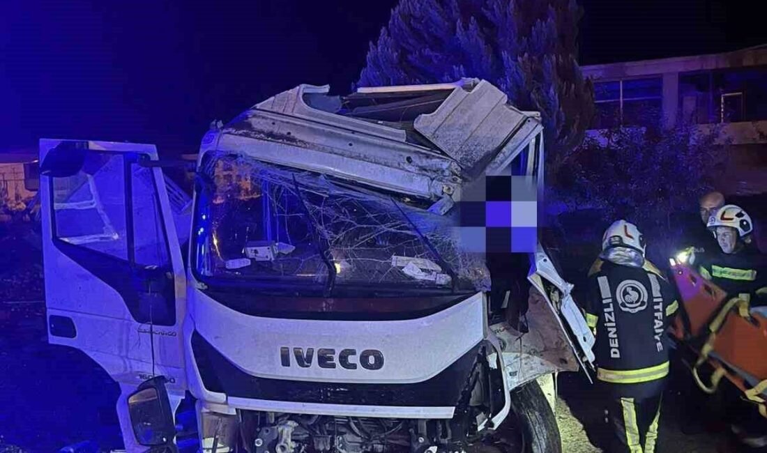 Denizli’de yağış nedeniyle kontrolü kaybeden kamyonet yoldan çıktı. Sürücüsü ağır