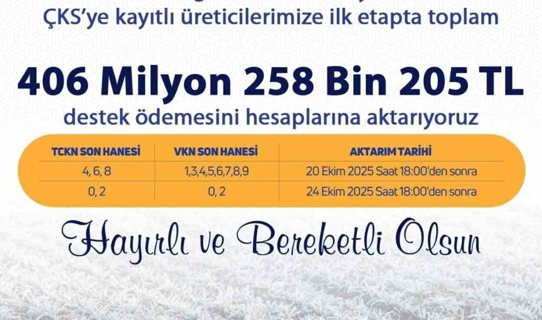 Zirai dondan etkilenen üreticilere 406 milyonluk destek Denizli’de ÇKS’ye kayıtlı, tarım sigortası bulunmayan zirai dondan etkilenen üreticilere